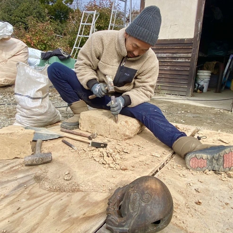 作庭準備_創志園資材置き場にて